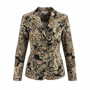 Coldwater Creek Women's Floral Print Cotton Spandex Stretch Blazer Jacket Large